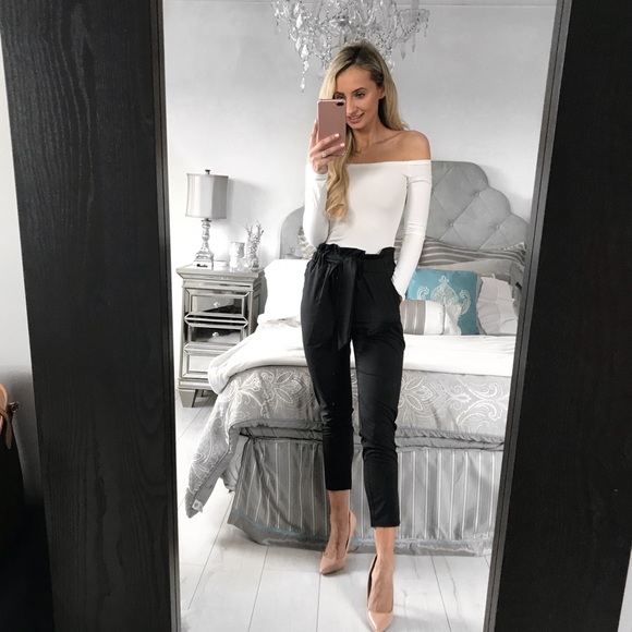 LAST ONE!!! High Waist Black Chiffon Trouser Pant - Picture 3 of 8